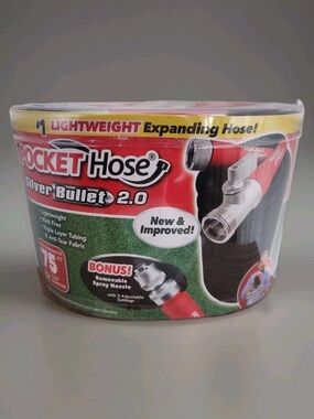 Pocket Hose Silver Bullet 2.0 Expandable Garden Hose 75-Ft With Nozzle Brand New